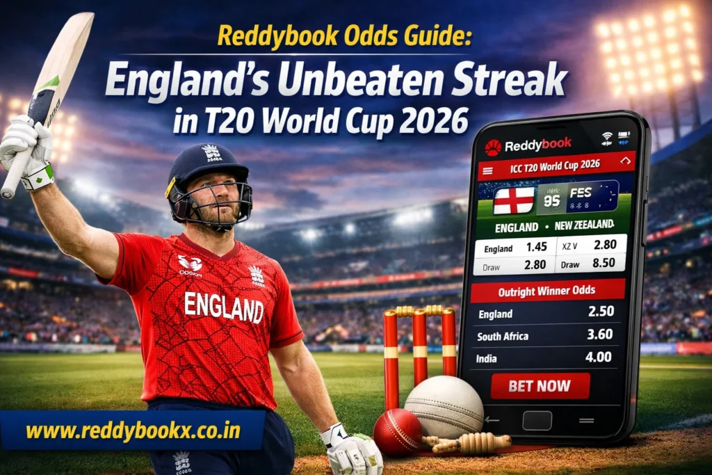 Reddybook Odds Guide England’s Unbeaten Streak in T20 World Cup 2026